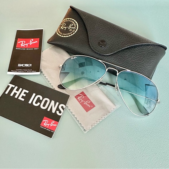 | ray ban • blue lense 2035 aviator silver frame | - Picture 2 of 16